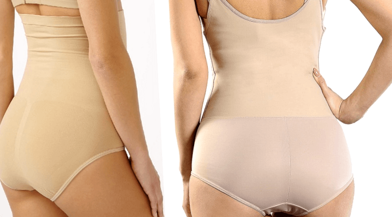 shapewear postpartum lateral and back view